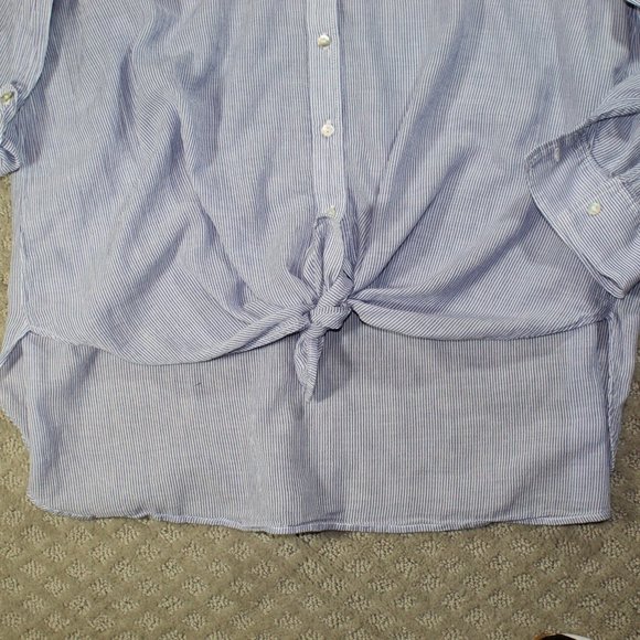 Express Women's Small Light Blue Striped Long Sleeve Top - Picture 3 of 4